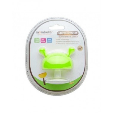 Mombella silikoninis kramtukas Žalias grybas kūdikiams - vaizdas baltame fone