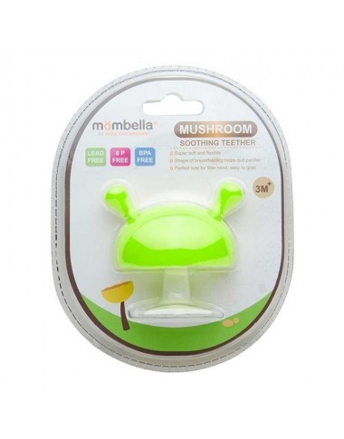 Mombella silikoninis kramtukas Žalias grybas kūdikiams - vaizdas baltame fone