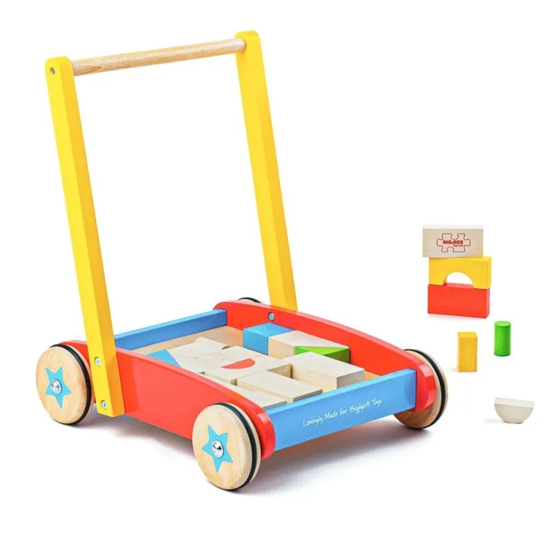 Bigjigs medinis stumdukas su kaladėlėmis - Mediniai žaislai