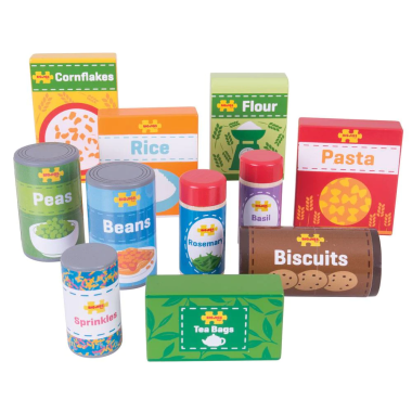 Bigjigs medinis produktų rinkinys (11 vnt.) - Mediniai žaislai vaikams vaikams nuo 3 metų