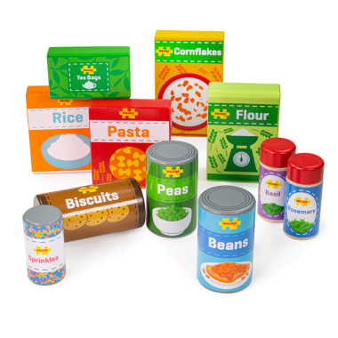 Bigjigs medinis produktų rinkinys (11 vnt.) - Mediniai žaislai vaikams vaikams nuo 3 metų