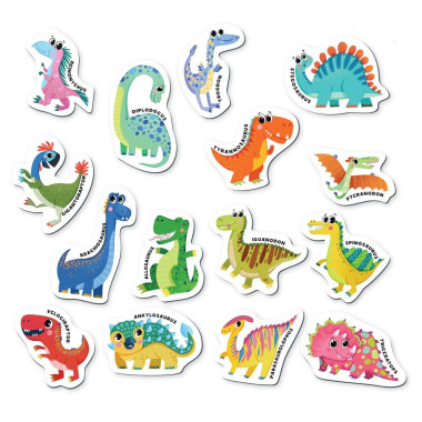 Dodo didelių magnetukų rinkinys Dinozaurai (15 el.) - Magnetukų rinkinys vaikams nuo 3 metų