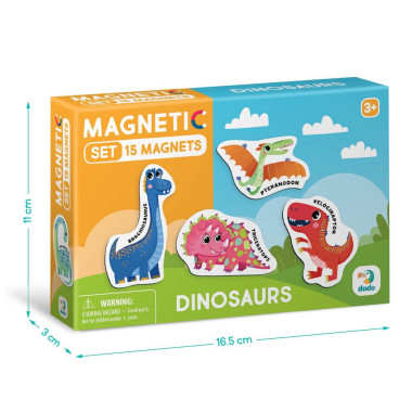 Dodo didelių magnetukų rinkinys Dinozaurai (15 el.) - Magnetukų rinkinys vaikams nuo 3 metų