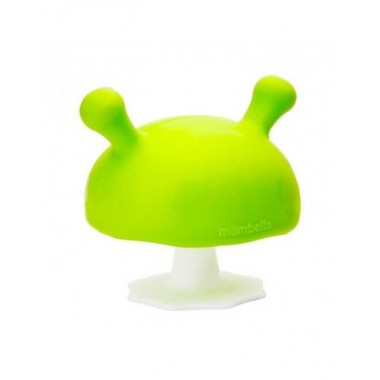 Mombella silikoninis kramtukas Žalias grybas kūdikiams - vaizdas baltame fone