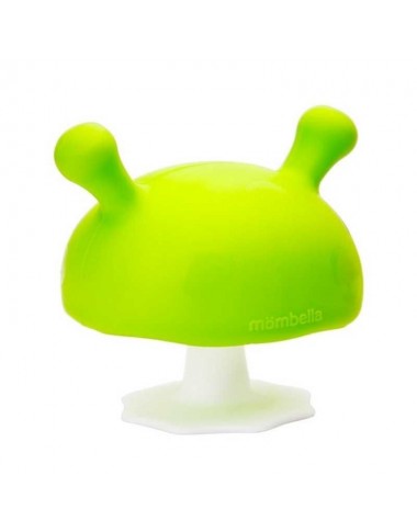 Mombella silikoninis kramtukas Žalias grybas kūdikiams - vaizdas baltame fone