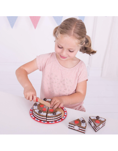 Bigjigs medinis šokoladinis tortas - Mediniai žaislai vaikams nuo 3 metų