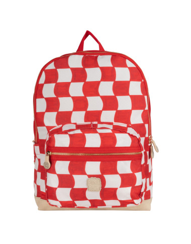 Pick & Pack mokyklinė kuprinė Raudoni langeliai, L iš priekio