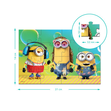 Dodo magnetinė Minions dėlionė Vakarėlis (16 el.) ir jos išmatavimai