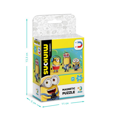Dodo magnetinė Minions dėlionė Vakarėlis (16 el.) ir jos pakuotės išmatavimai