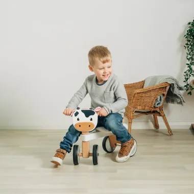 Bigjigs medinė paspiriama Karvytė ir berniukas