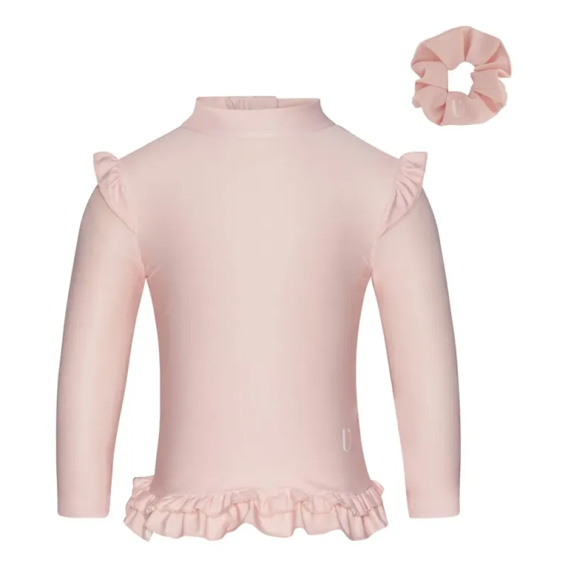 Rausvi maudymosi marškinėliai mergaitei (1-4 m.)