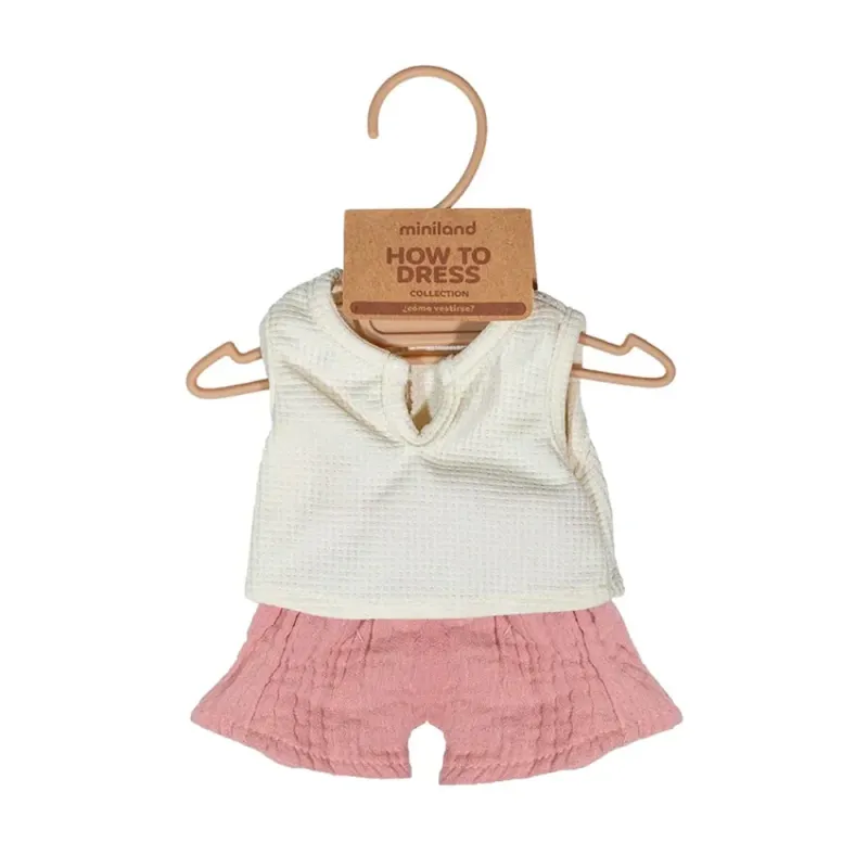 Miniland rausvas komplektas lėlei (38 cm)