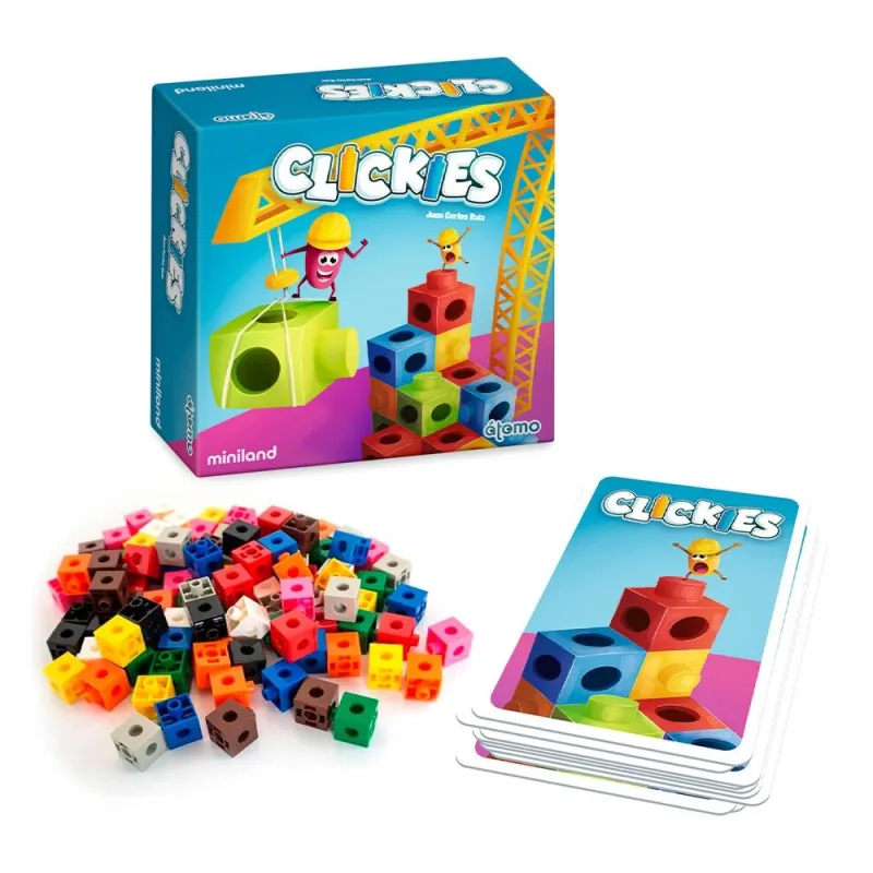 Miniland stalo žaidimas Clickies su pakuote šalia