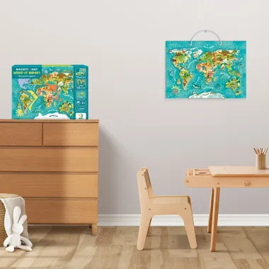 Dodo magnetinė dėlionė Pasaulio žemėlapis - pakabintas ant sienos