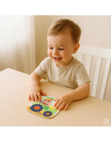 Dodo didelių detalių dėlionė Transportas - dėlionės dėžutė su gyvūnais ir mašinomis