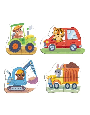 Dodo didelių detalių dėlionė Transportas - dėlionės dėžutė su gyvūnais ir mašinomis