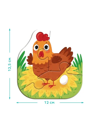 Dodo didelių detalių dėlionė Ūkio gyvūnai - dėlionės dėžutė su kiaule, višta, kiškiu ir akrliu