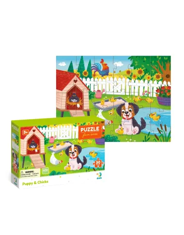 Dodo dėlionė vaikams nuo 3 metų Šuniukas ir viščiukai - dėžutė