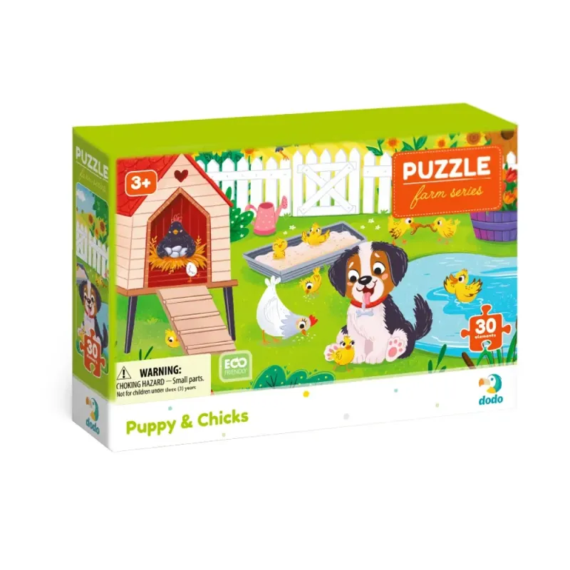 Dodo dėlionė vaikams nuo 3 metų Šuniukas ir viščiukai - dėžutė