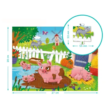 Dodo vaikiška dėlionė su paršeliais ūkio tema