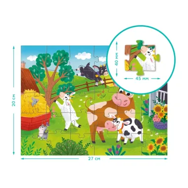 Dodo vaikiška dėlionė su karvytėmis ir ožiukais ūkyje