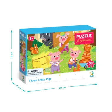 Dodo dėlionė vaikams su trijų paršiukų ir vilko scena - pakuotės išmatavimai