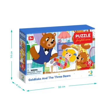 Dodo dėlionė vaikams su meškinų šeimos ir auksaplaukės scena - pakuotės išmatavimai