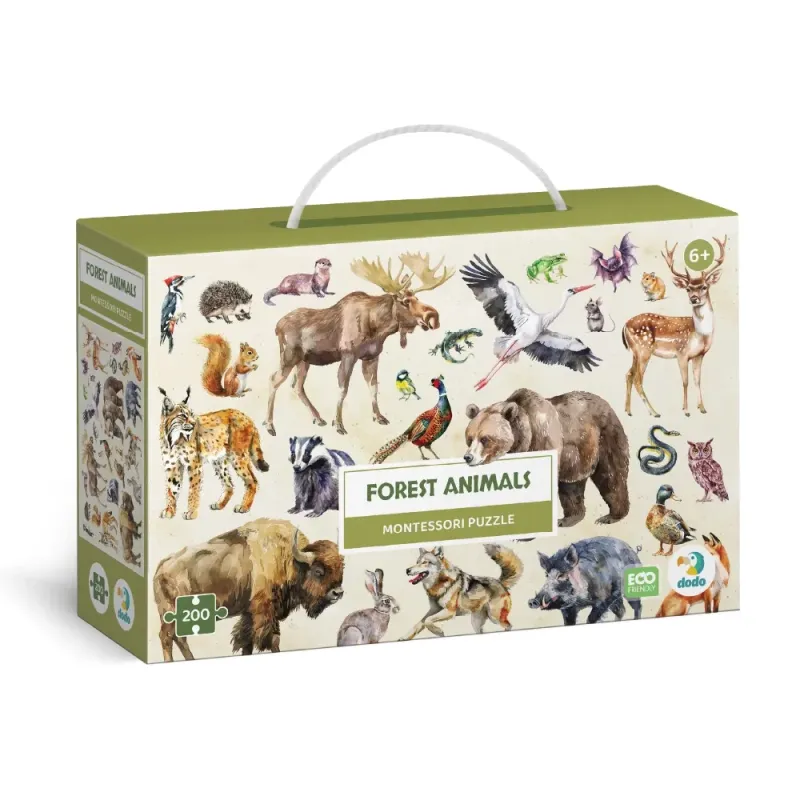 Dodo Montessori dėlionė Miško gyvūnai -dėžutė