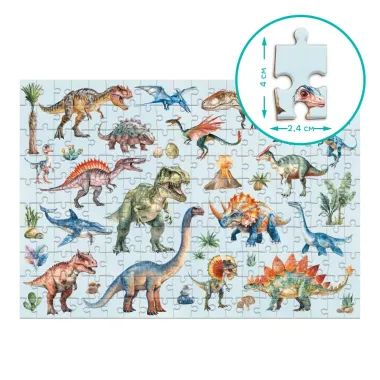 Montessori dėlionė vaikams su T-Rex ir kitais dinozaurais