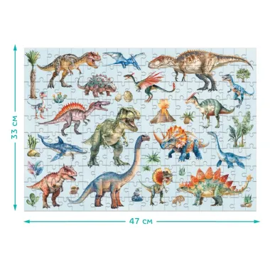 Dėlionė su realistiškais dinozaurų piešiniais Dodo Montessori