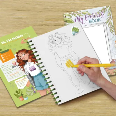 UGIRL Flora bloknotas su užduotimis, lipdukais ir iliustracijomis