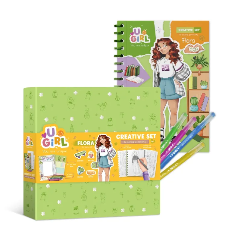 Dodo kūrybos rinkinys mergaitėms su lipdukais ir markeriais - Flora