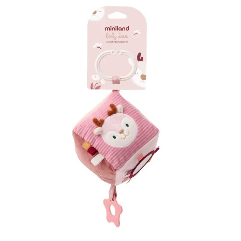Minkštas sensorinis lavinamasis kubas kūdikiams Miniland Deer su kramtuku ir veidrodėliu