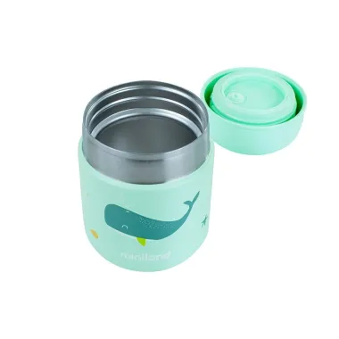 Miniland maisto termosas Banginis (280 ml) atidarytu dangteliu
