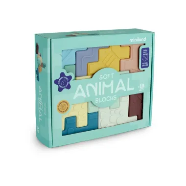 Miniland lavinamosios kaladėlės Soft Animal Blocks - pakuotė