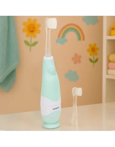 Miniland elektrinis dantų šepetėlis kūdikiams - baltame fone