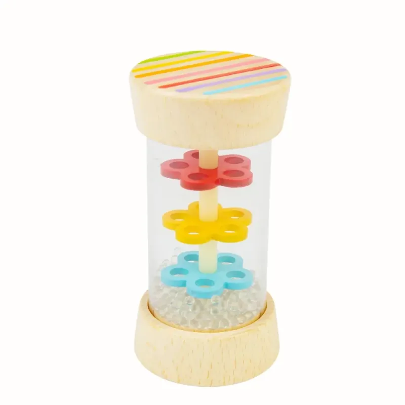 Bigjigs barškutis lietaus garsai kūdikiams su vaivorykštės raštu