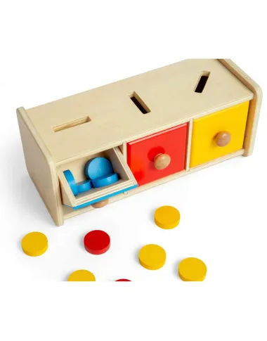 Bigjigs medinis monetų rūšiavimo žaidimas su spalvotomis monetomis