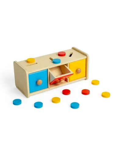 Bigjigs medinis monetų rūšiavimo žaidimas su spalvotomis monetomis