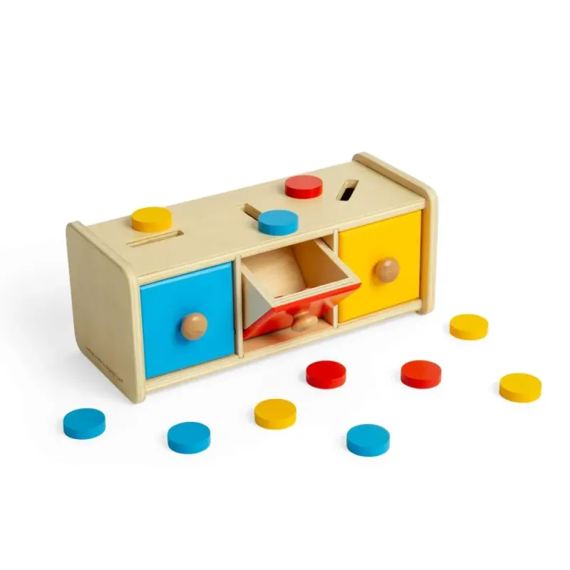 Bigjigs medinis monetų rūšiavimo žaidimas su spalvotomis monetomis