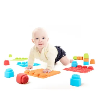 Sensorinių takelių rinkinys – 4 kilimėliai ir 16 kaladėlių