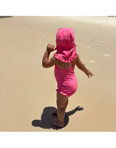 Rožinė maudymosi kepurė nuo saulės UPF 50+ (0-4 m.)