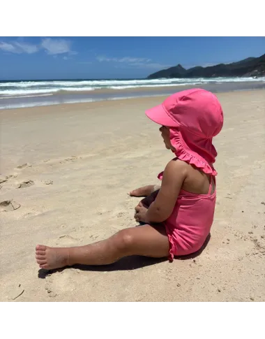 Rožinė maudymosi kepurė nuo saulės UPF 50+ (0-4 m.)