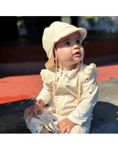 Kreminė maudymosi kepurė nuo saulės UPF 50+ (0-2 m.)