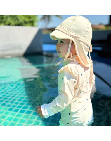 Kreminė maudymosi kepurė nuo saulės UPF 50+ (0-2 m.)